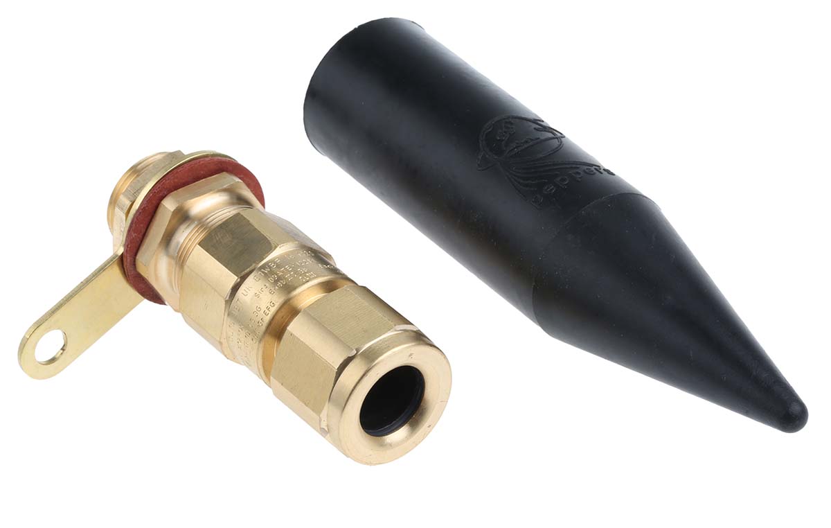 e1wfk216m20 Peppers Black Brass Cable Gland, M20 Thread, 8.4 mm min., 13.5 mm max., IP66