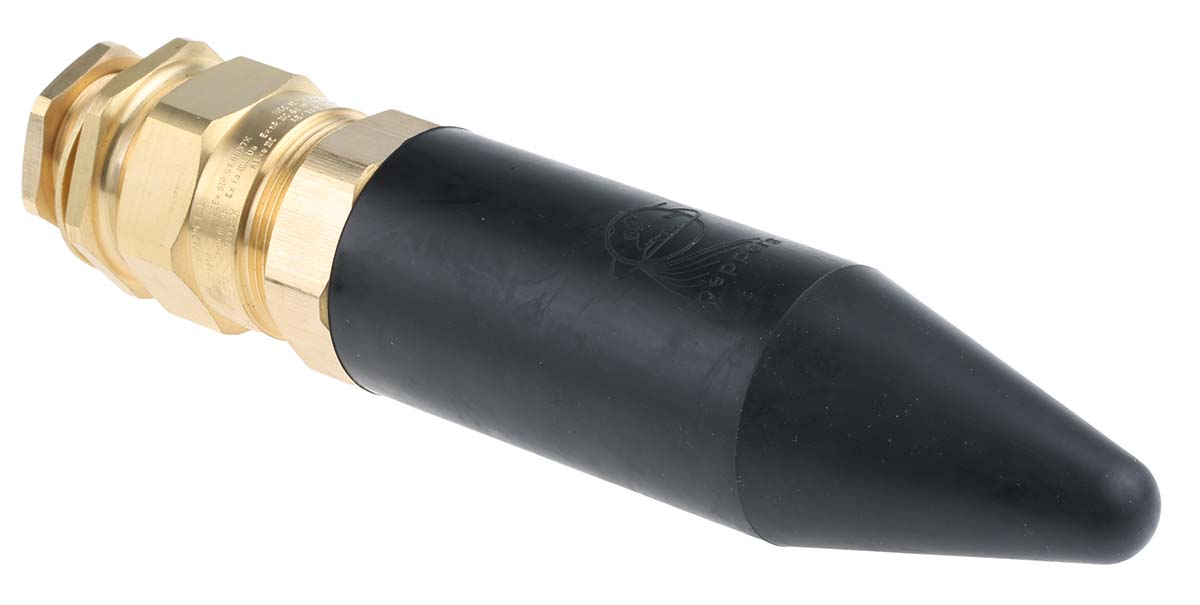 Peppers Black Brass Cable Gland, M25 Thread, 20.3 mm min., 27.4 mm max., IP66