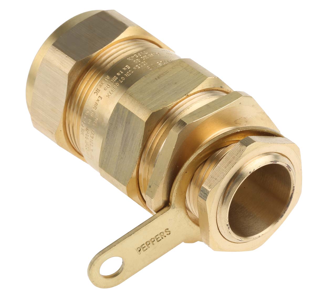 e1wfk225m25 Peppers Black Brass Cable Gland, M25 Thread, 20.3 mm min., 27.4 mm max., IP66