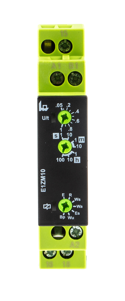 Tele E1ZM10 Series DIN Rail Timer Relay, 1-Contact, 240 V dc 12V ac, 240 V ac, 0.05 s to 100 h, Multifunction-Function,