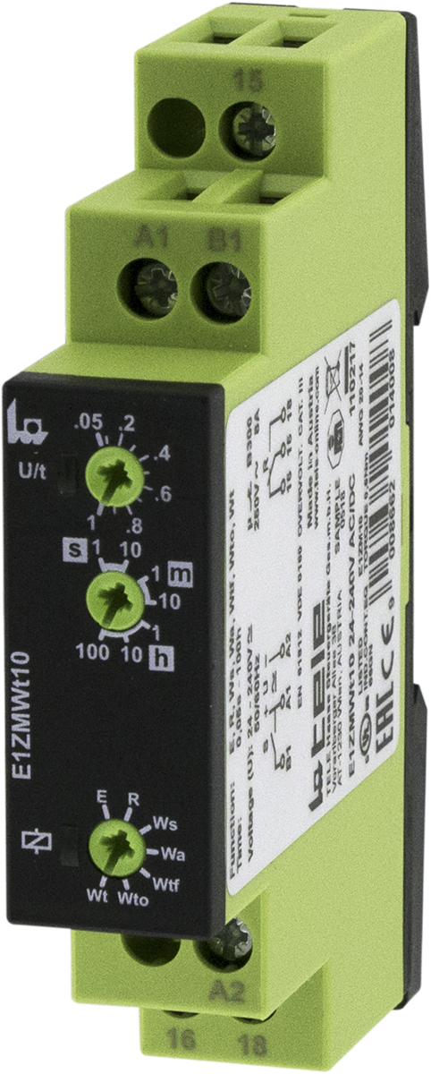 Tele E1ZMWt Series DIN Rail Timer Relay, 1-Contact, 240 V dc 250V ac, Multifunction-Function, 1 CO Switch Configuration