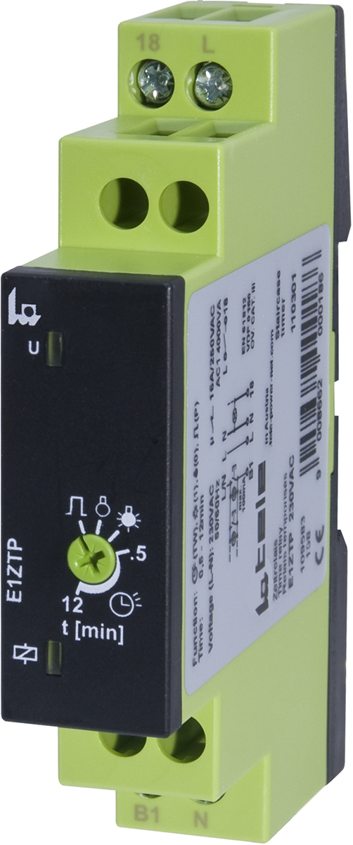 Tele E1ZT Series DIN Rail Timer Light Switch Timer Relay, 1-Contact, 8 to 230 V dc 230V ac, 239 V ac, 8 V ac, 0.5 to 12