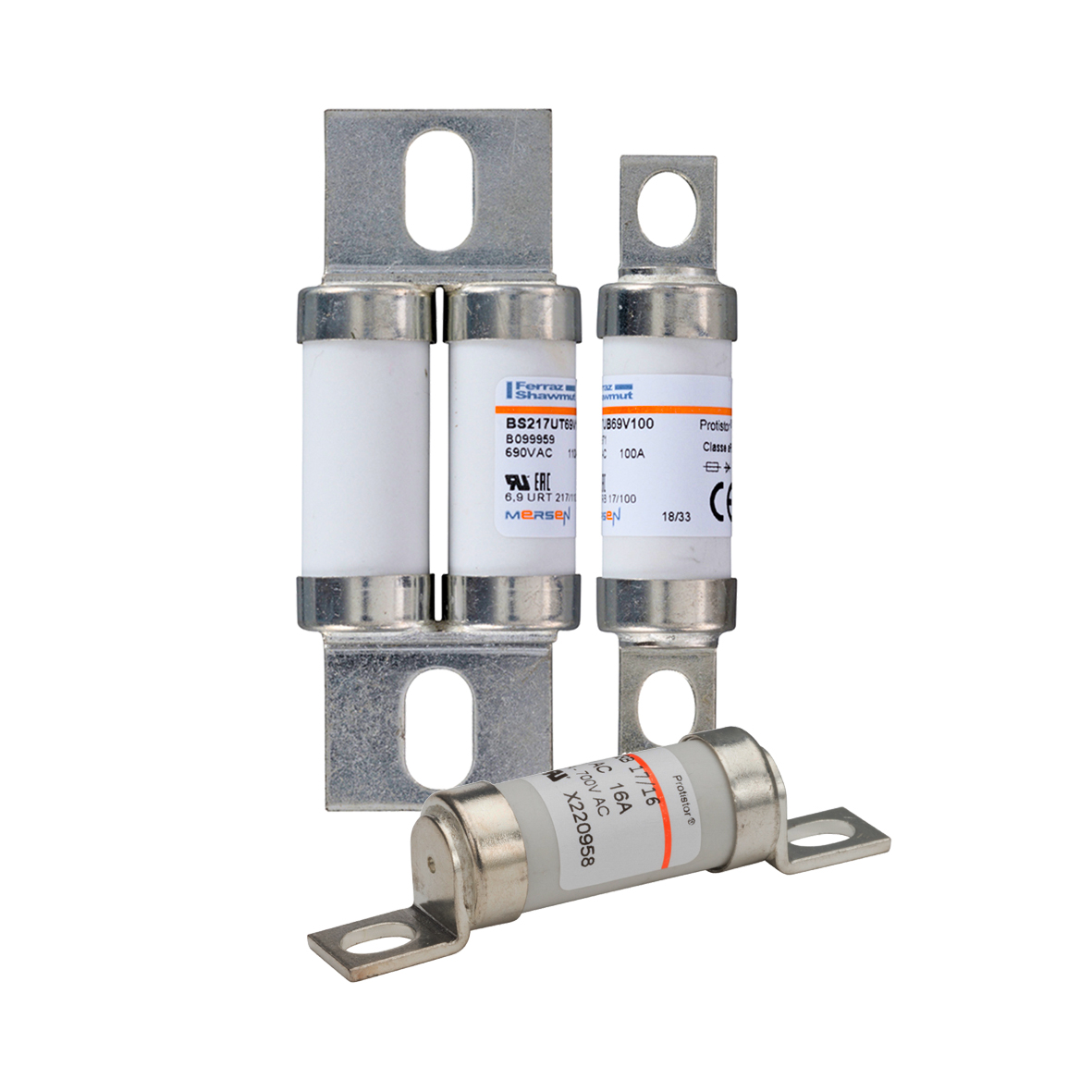 Mersen 50A British Standard Fuse 17 x 49 mm 690V, 65.5 mm