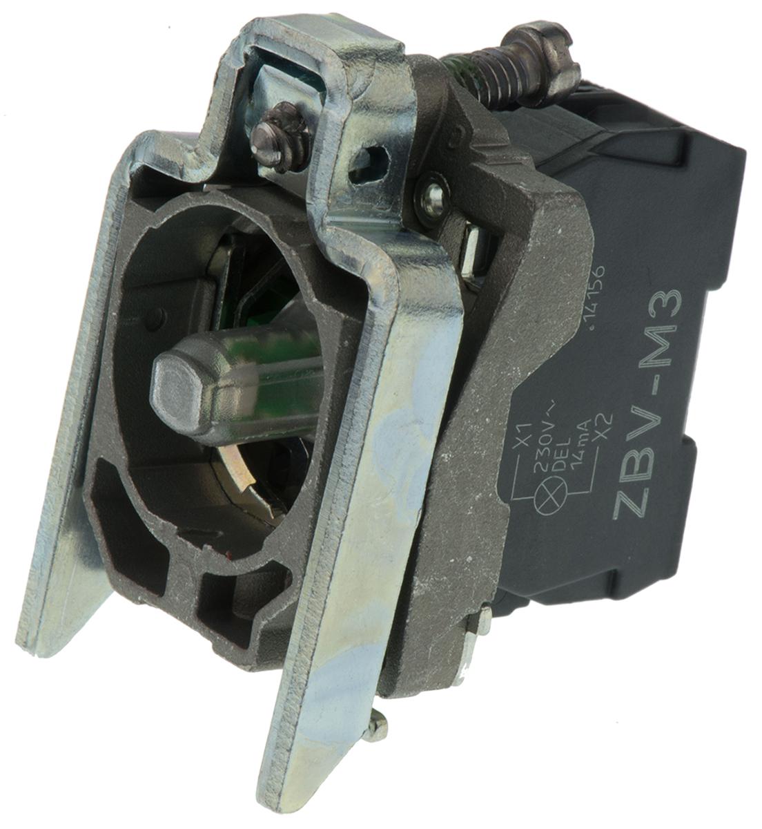 zb4bw0m31 Schneider Electric XB4 Contact & Light Block 1NO LED Green 230 → 240 V ac Screw terminal