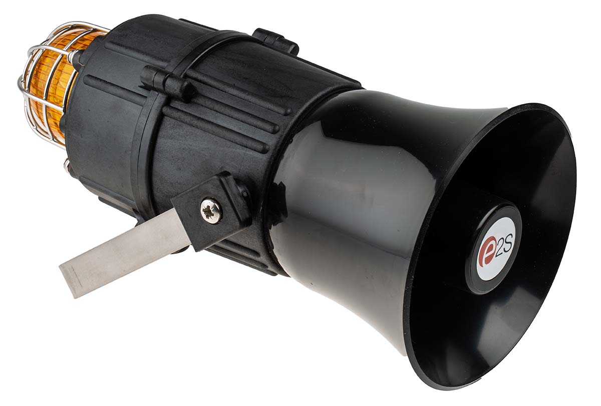 e2s E2xC1X05F Series Amber Sounder-Beacon Combination, IP66 230V dc Bracket 116 dB @ 1m