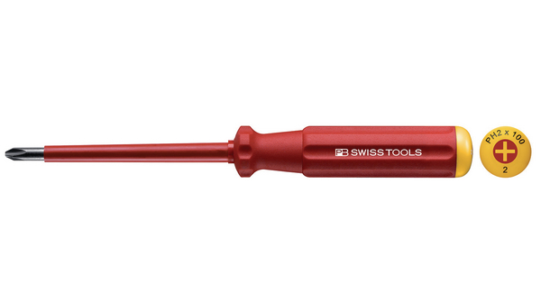 PB SWISS TOOLS Phillips  Screwdriver, PH1 Tip, 80 mm Blade, VDE/1000V