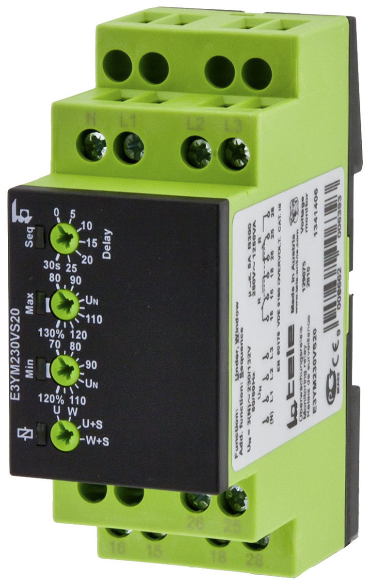Tele Monitoring Relay, DPDT, DIN Rail, 250V ac
