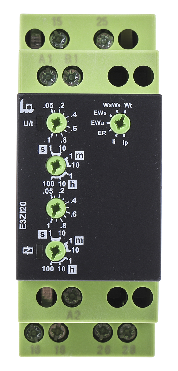 Tele E3ZI20 Series DIN Rail Timer Relay, 2-Contact, 240 V dc 12V ac, 240 V ac, 0.05 s to 100 h, Multifunction-Function,