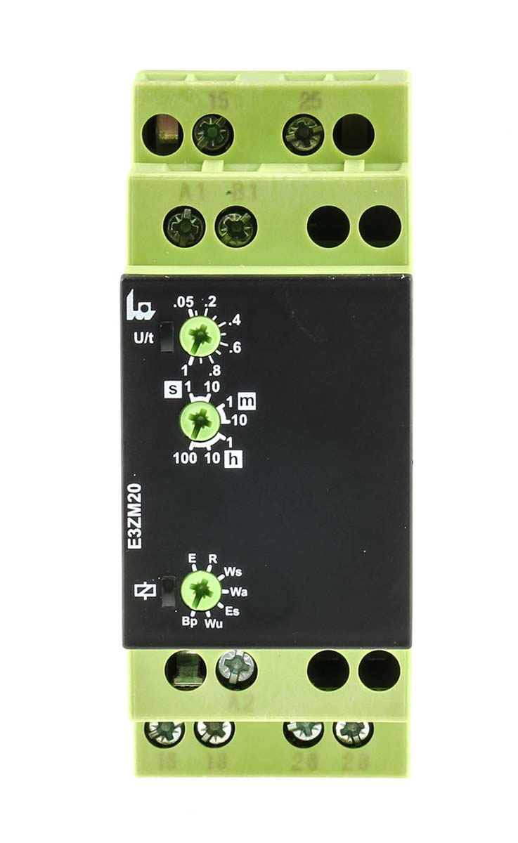 Tele E3ZM20 Series DIN Rail Timer Relay, 2-Contact, 240 V dc 12V ac, 240 V ac, 0.05 s to 100 h, Multifunction-Function,