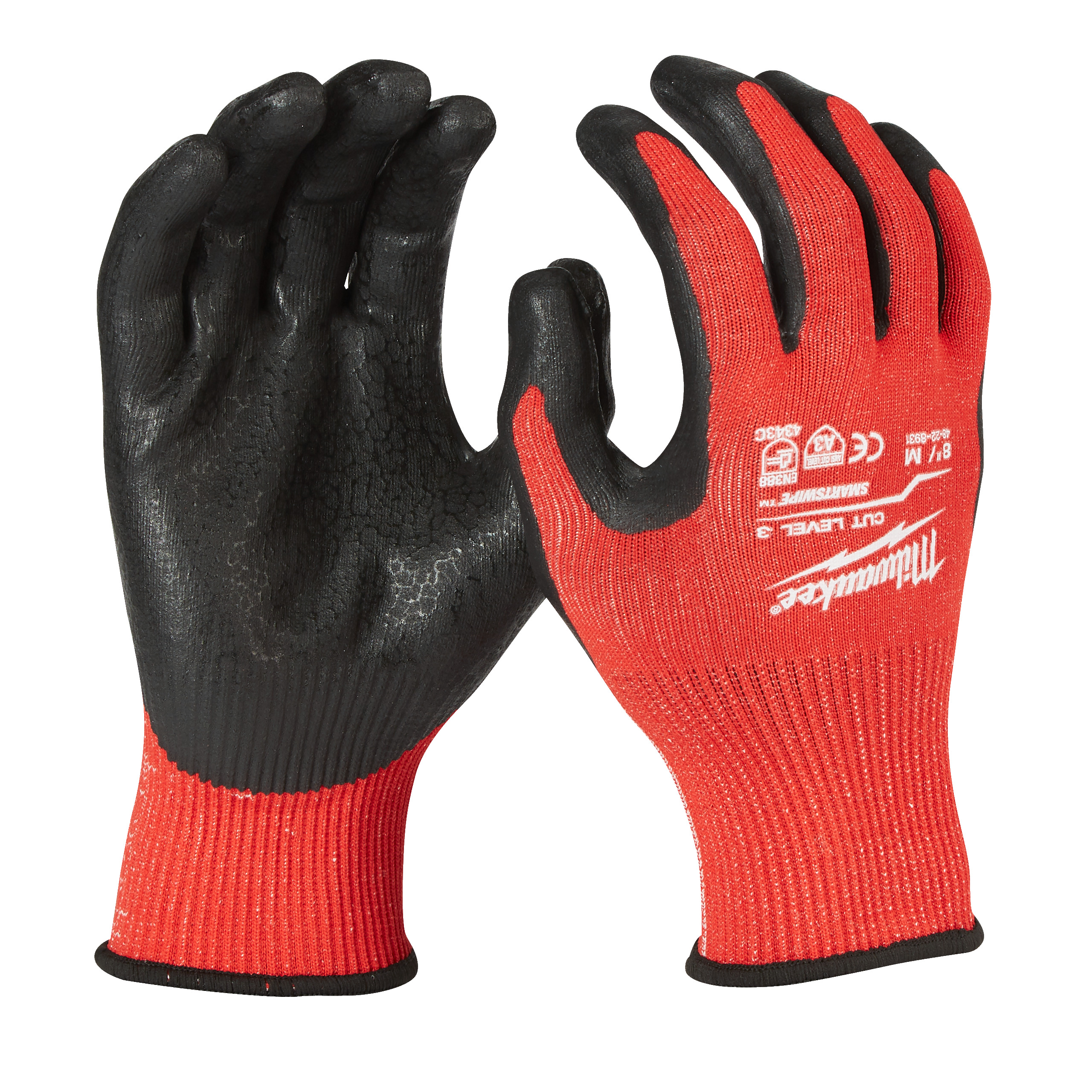 Milwaukee Dipped Gloves Red Nitrile Nitrile Cut Resistant Gloves, Size 9, Nitrile Coating