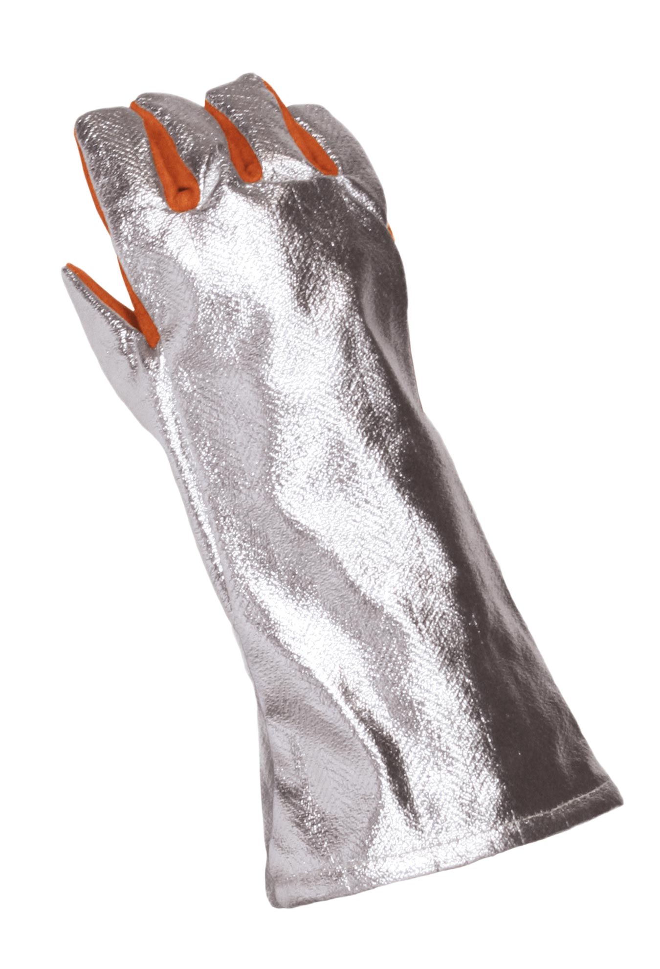 e4554-804 EDC PROTECTION E4554 Orange RHT Split Cowhide Leather, Aluminised Fabric, Kevlar Heat & Cold Resistant Gloves, Size