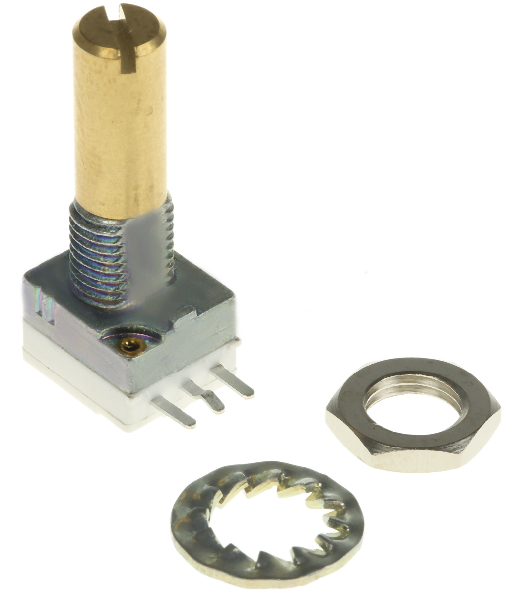 Vishay P9A 1kΩ Rotary Potentiometer 1-Gang, Panel Mount (Through Hole), P9A1R100FISX1102MA