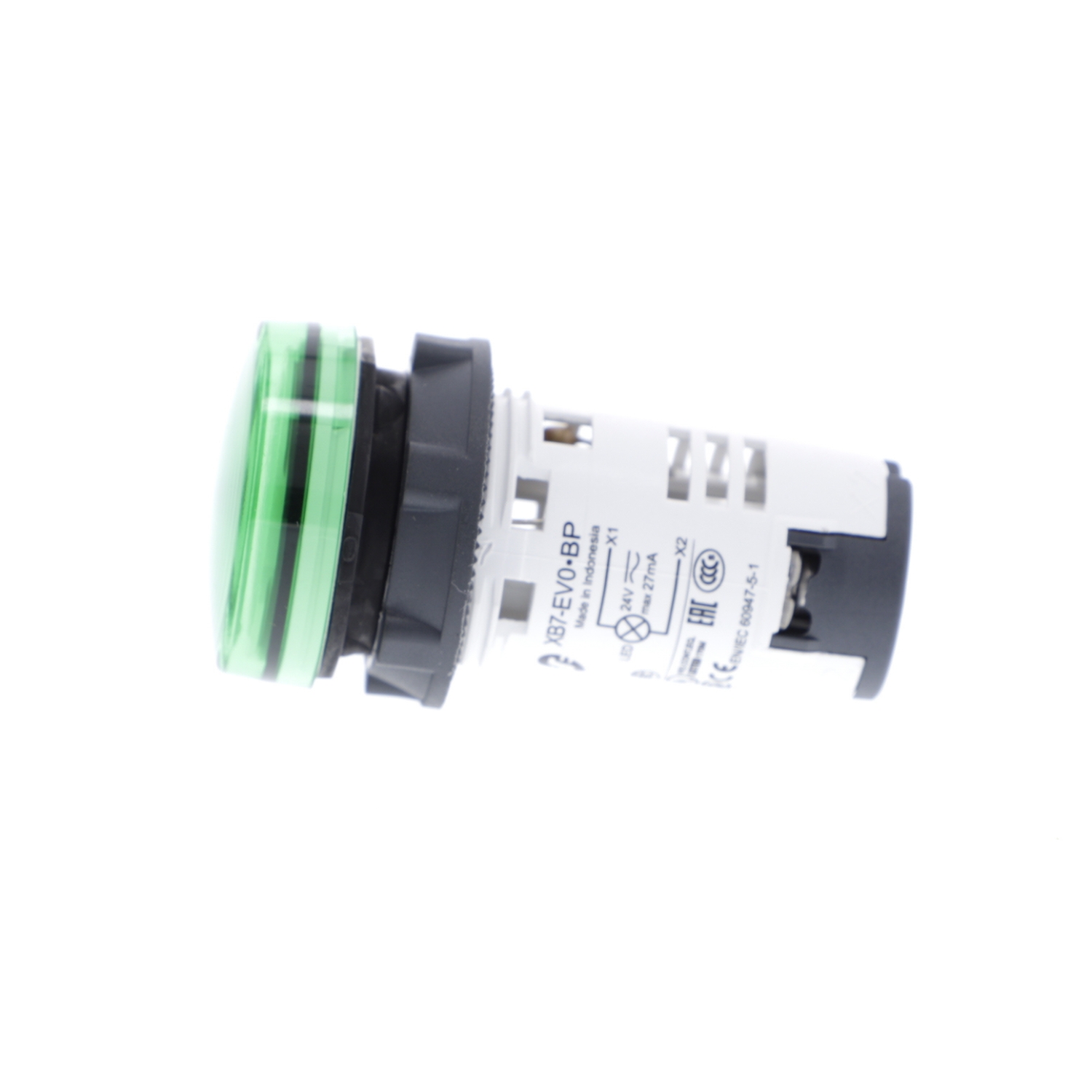 xb7ev03bp Schneider Electric Harmony XB7 Green LED Pilot Light, 22mm Cutout, IP20, IP54, 26.4 V ac, 30 V dc, 27 mA