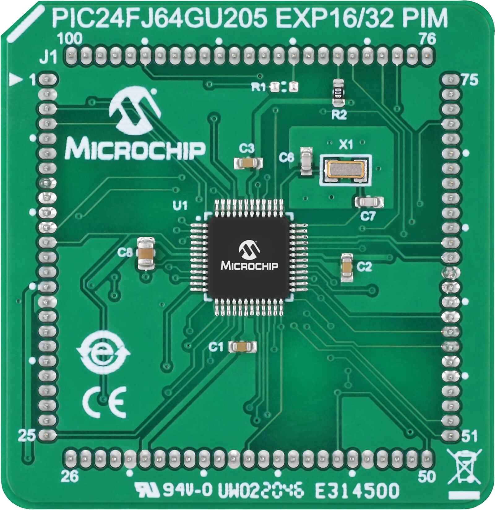 Microchip PIC24FJ64GU205 Exp16/32 PIM Module Module EV95N98A