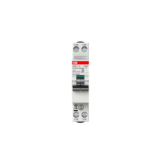 ABB S200C MCB, 2P, 13A Curve B, 240V AC, 6 kA Breaking Capacity