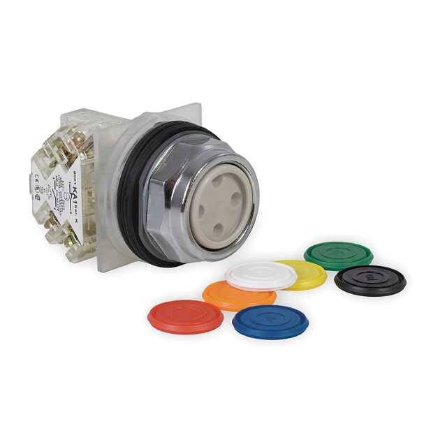 9001kr1uh13 Schneider Electric 9001 Series, Black, Blue, Green, Orange, Red, White, Yellow Push Button Head, Spring Return