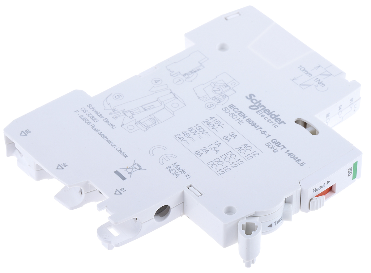 Schneider Electric Auxiliary Contact, 1 Contact, 1CO, DIN Rail Mount, Acti 9 iSD