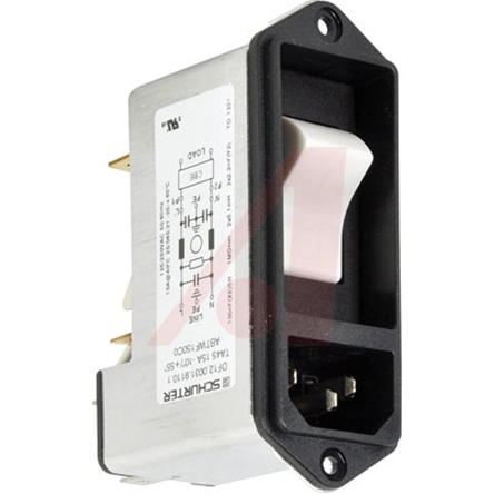 Schurter 6A, 250 V ac Male Screw Filtered IEC Connector 2 Pole DF12.0586.5110.1, Quick Connect None Fuse