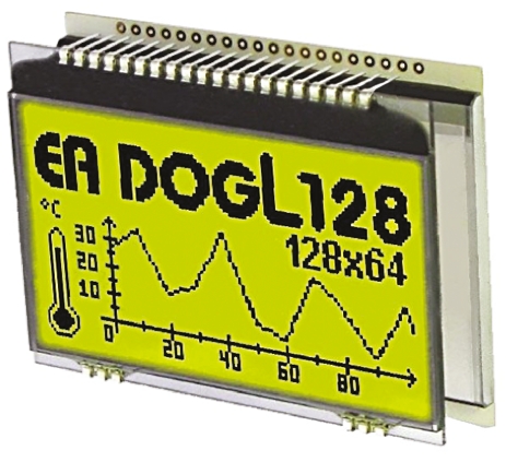 Display Visions EA DOG Graphic LED LCD Monochrome Display, Green, Yellow on Yellow, Green