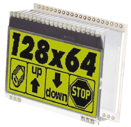 Display Visions EA DOG Graphic LED LCD Monochrome Display, Yellow, Green on Black
