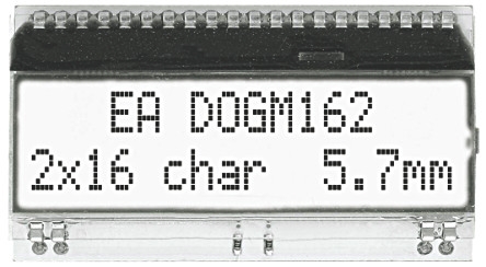 Display Visions EA DOG Alphanumeric LED LCD Monochrome Display, White on Black, 2 x 16