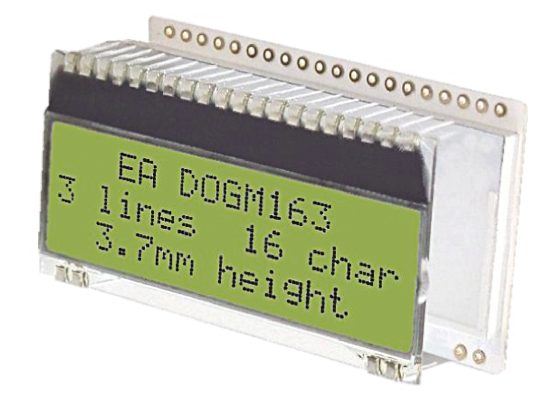Display Visions EA DOG Alphanumeric LED LCD Monochrome Display, Yellow, Green on Black, 3 x 16