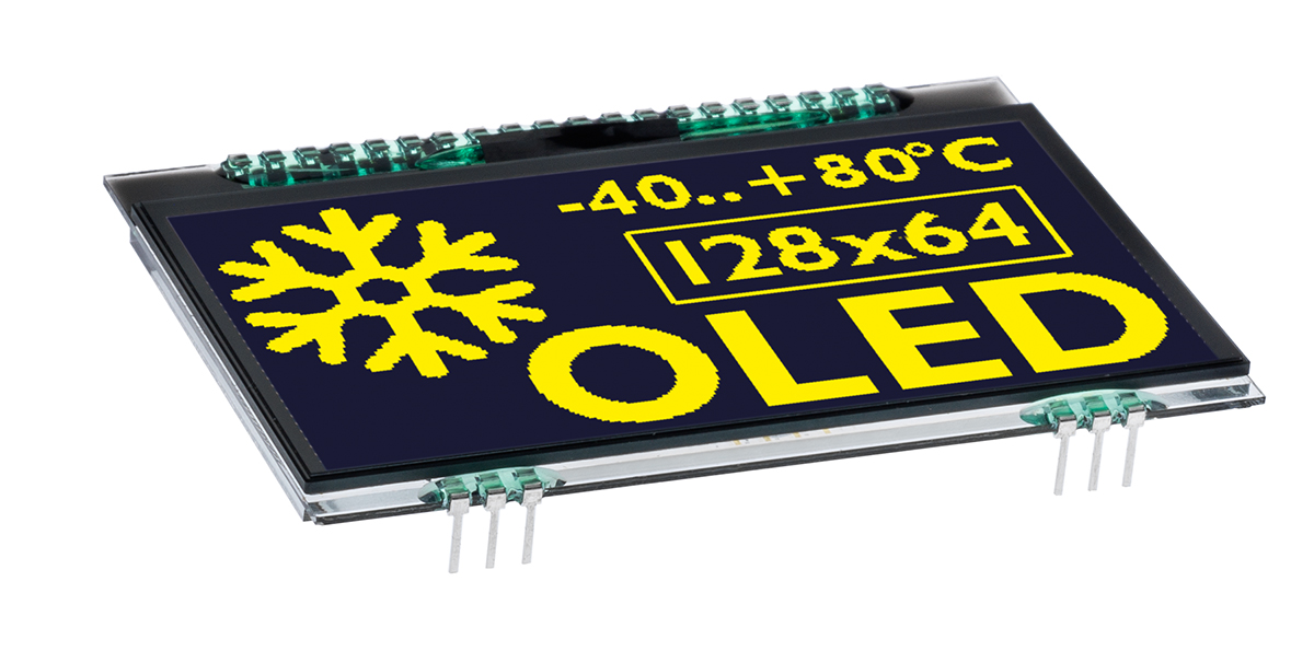 Display Visions 73.66 mm Active matrix Yellow OLED Display 128 x 64 pixel Graphics I2C/SPI