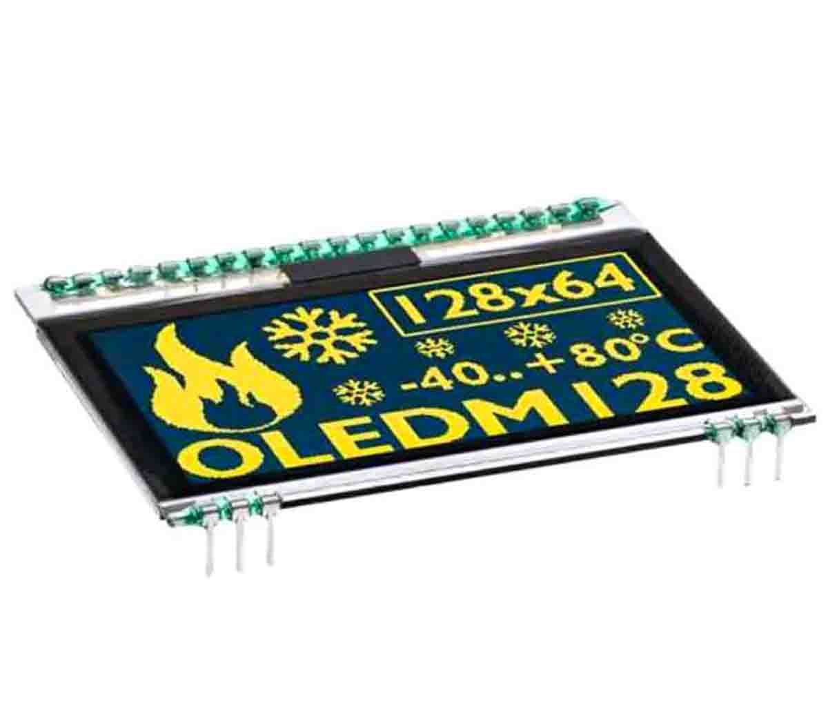 Display Visions 58.42 mm Passive matrix Yellow OLED Display 128 x 64 pixel Graphics I2C, SPI
