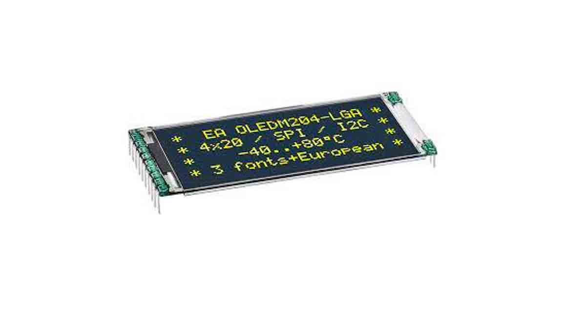 Display Visions 2.0 in Yellow OLED Display 4 x 20 pixel Graphics I2C/SPI