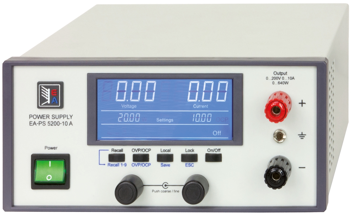 EA Elektro-Automatik Bench Power Supply, 1-Output 0 V to  200V, 640 W, 10 A Max, RSCAL