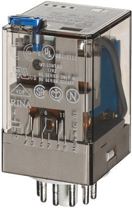 3PCO relay w/test button,10A 12Vdc coil