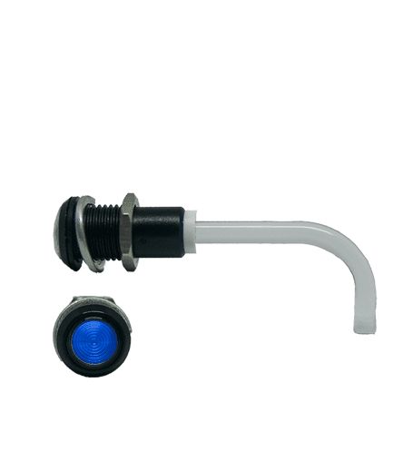 RHD-1100-3500-F9PZB67PR Bivar, Panel Mount Right Angle LED Light Pipe, Blue Round Lens
