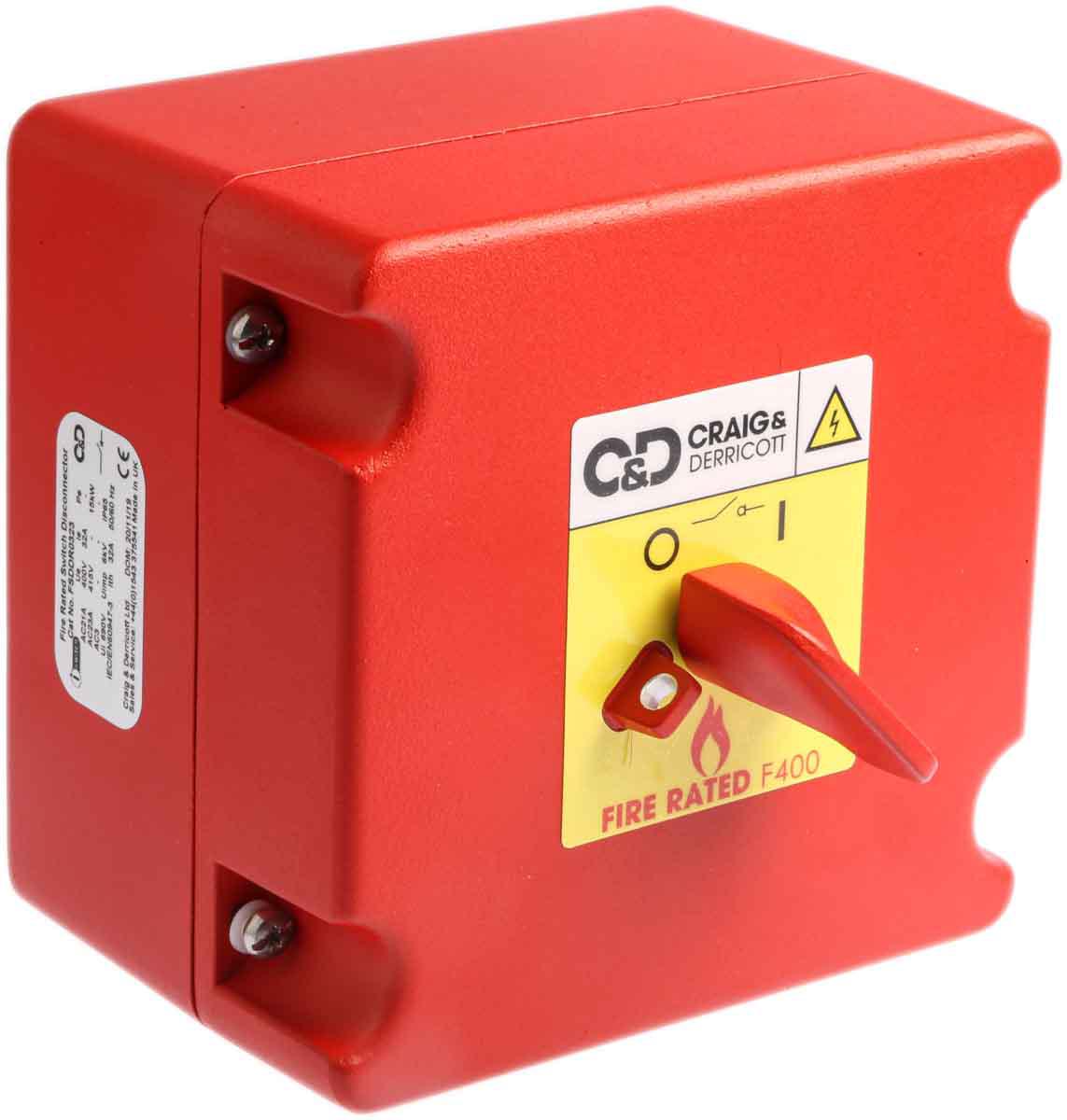 fsddr0323 Craig & Derricott FSDDR0323, 3 Pole Enclosed Non Fused Isolator Switch, 32 A, 15 kW, IP65