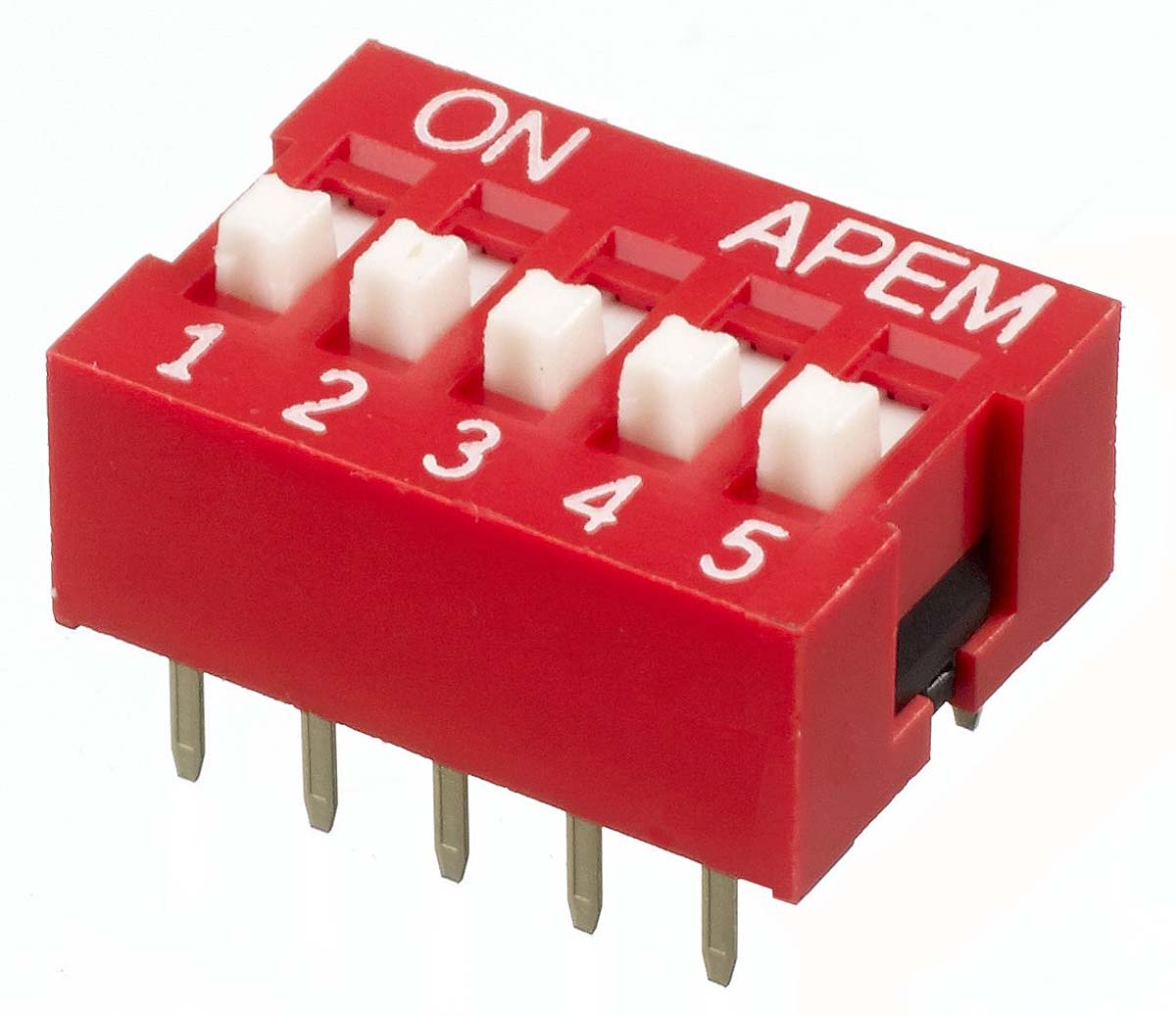 APEM 5 Way Through Hole DIP Switch SPST, Raised Actuator