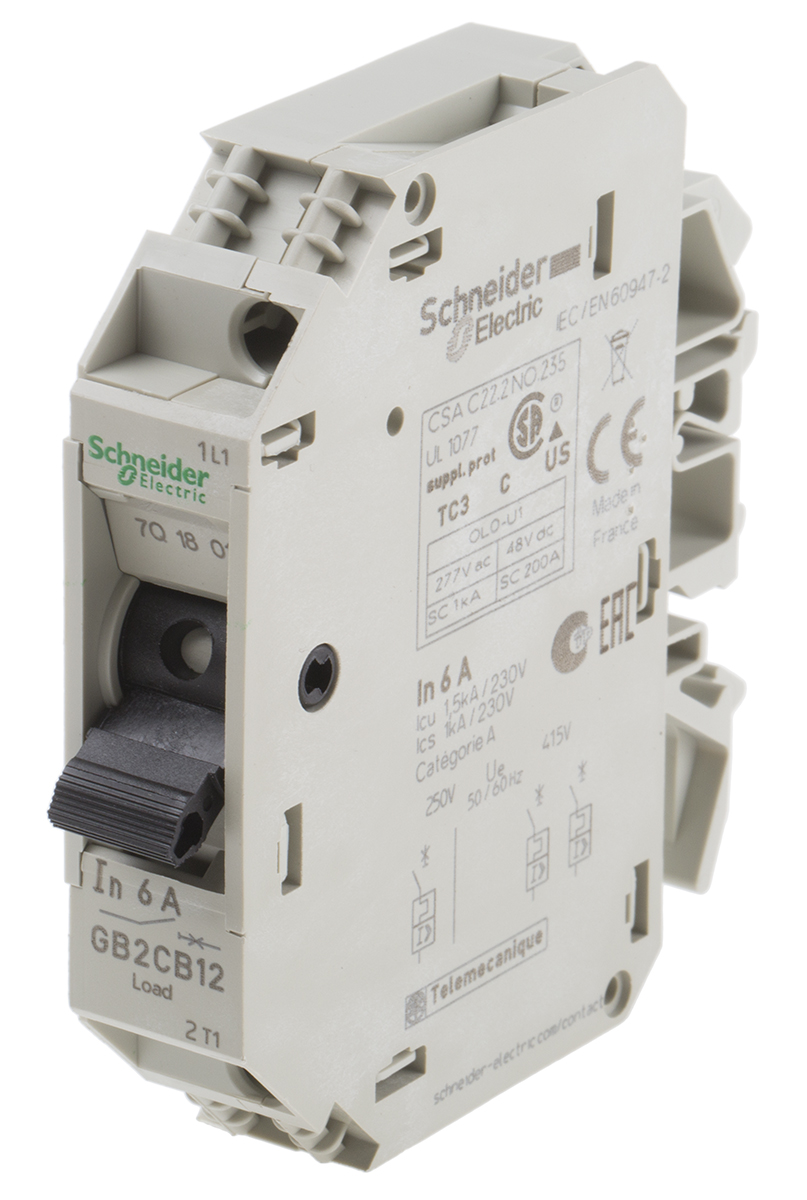 Schneider Electric 6A 1P Pole Thermal Magnetic Circuit Breaker, 277 V ac, 415 V ac GB2