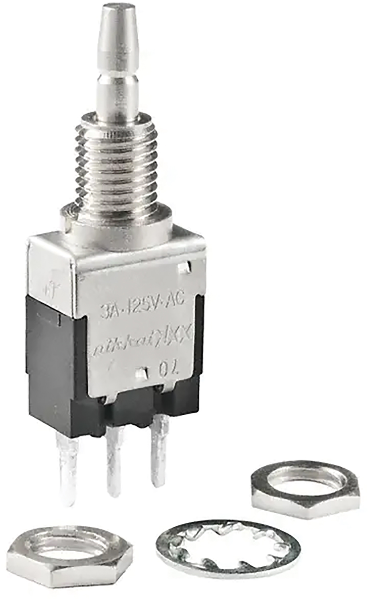 NKK Switches EB Series Miniature Push Button Switch, On-On, Panel, 6.4 mm Cutout, SPDT, 28 V dc 125 V ac
