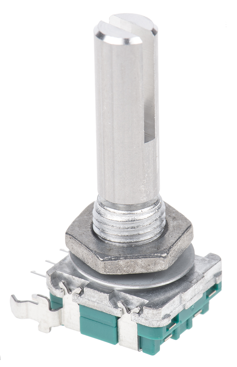 Alps Alpine 15 ppr Pulse Incremental Mechanical Rotary Encoder with a 6 mm Slot Shaft (Quadrature), Through Hole