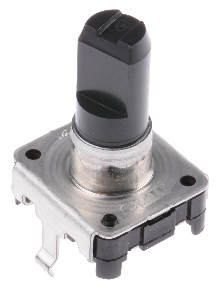 Alps Alpine 24 ppr Pulse Incremental Mechanical Rotary Encoder with a 6 mm Flat Shaft (Not Indexed), Through Hole