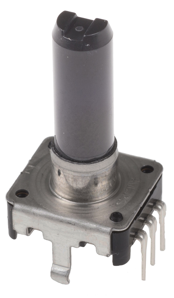 Alps Alpine 24 ppr Pulse Incremental Mechanical Rotary Encoder with a 6 mm Flat Shaft (Not Indexed), Through Hole