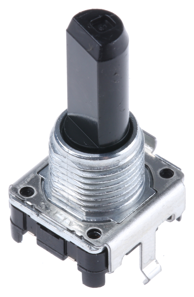Alps Alpine 24 ppr Pulse Incremental Mechanical Rotary Encoder with a 6 mm Flat Shaft (Indexed), Through Hole
