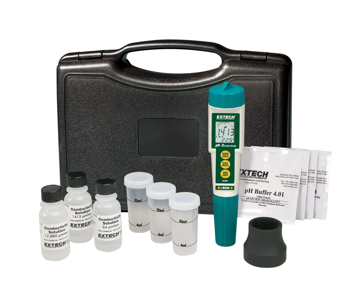 Extech EC510 pH Meter, ±0.01 pH Accuracy, 0.01 pH Resolution, 14 pH Max, 90 °C Max