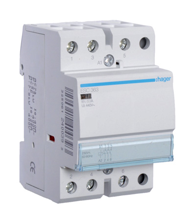 Hager System M Pro ESC Contactor, 230 V ac Coil, 3-Pole, 63 A, 3NO, 400 V ac