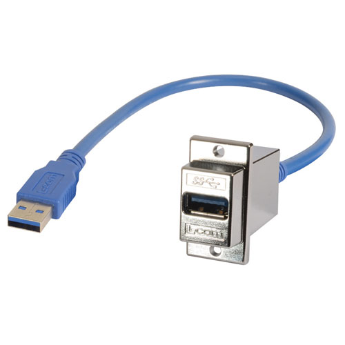 L-Com USB Cable, Male USB to Male, USB 3.0 USB Type A, Blue, 300 mm