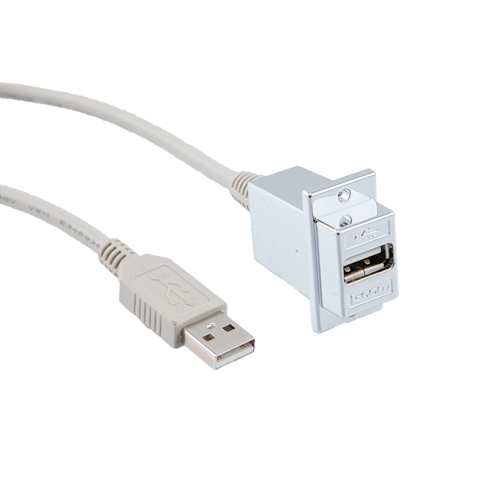 L-Com USB Cable, Female USB Type A to Male, USB 2.0 USB Type A, Light Grey, 72 in