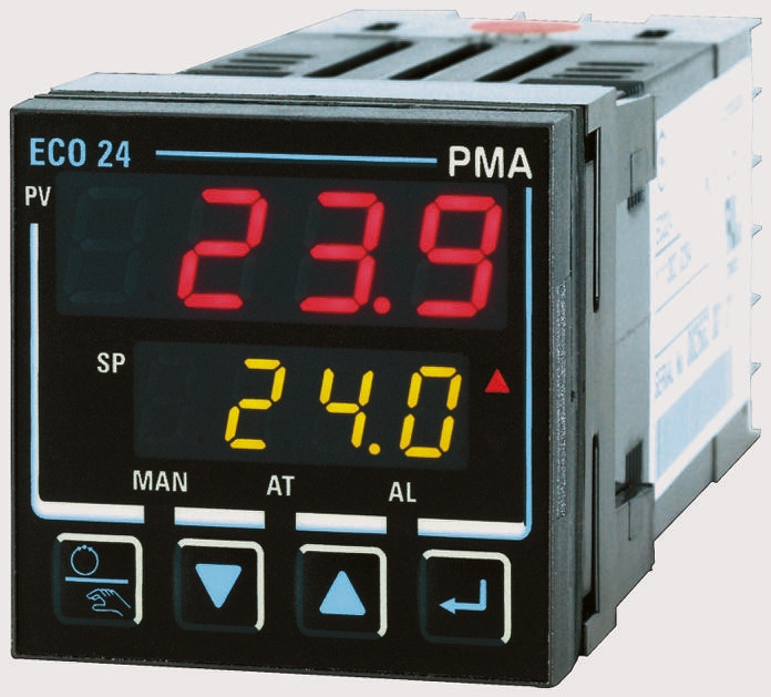 P.M.A ECO24 Panel PID Temperature Controller 1 Input, 3 Output 264V ac PD, PI, PID, P
