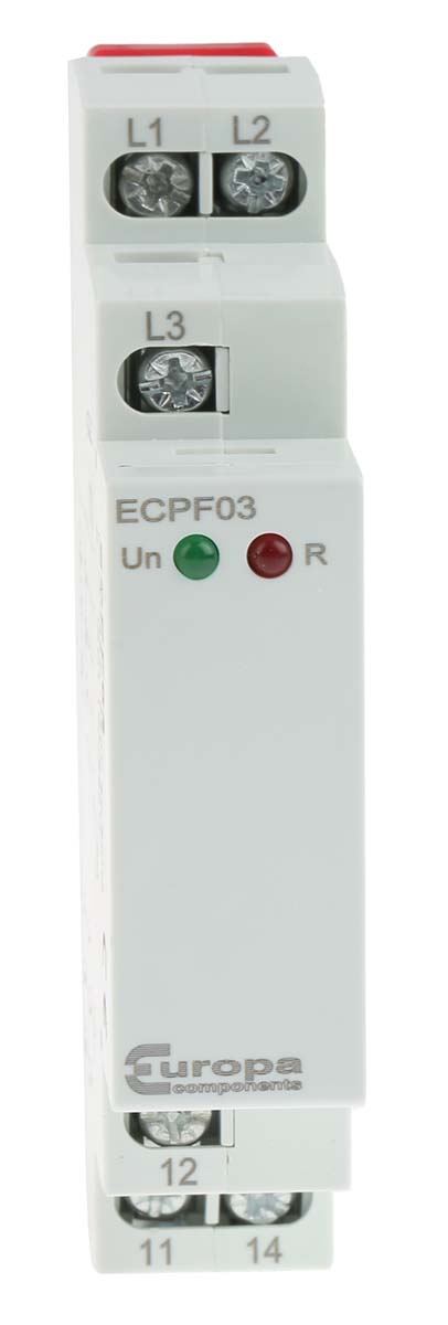 Relpol Monitoring Relay, 3 Phase, 176/552 V ac Monitor Range, SPDT, DIN Rail, 220V ac, 460 V ac 24 V dc