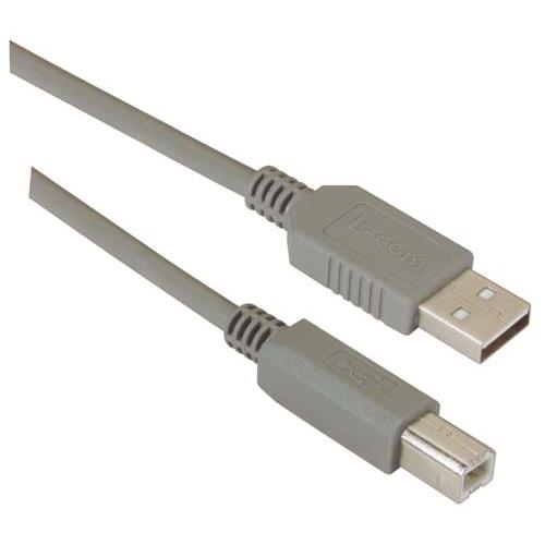 L-Com USB Cable, Male USB to Male, USB 2.0 USB B, USB Type B, Grey, 3 m