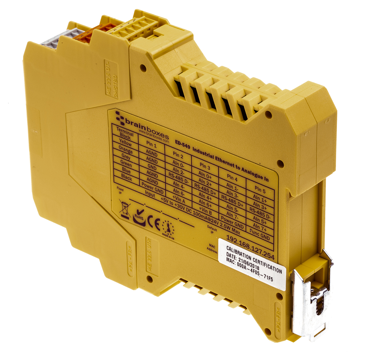 ed-549 Brainboxes ED Series DIN Rail Ethernet Switch, 1, 5/30 V