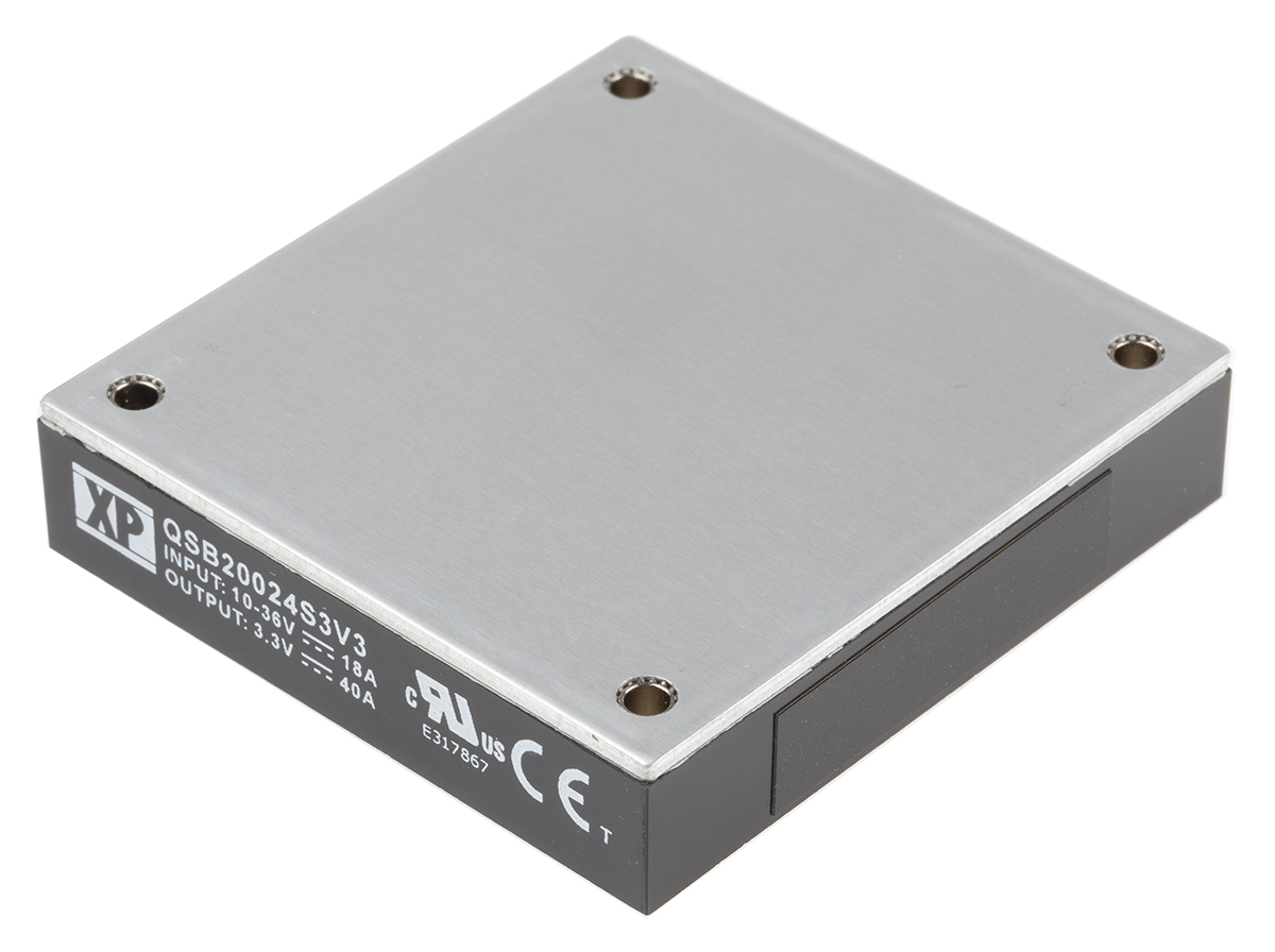 XP Power QSB200 DC-DC Converter, 3.3V dc/ 50A Output, 10 → 36 V dc Input, 200W, PCB Mount, +100°C Max Temp -40°C