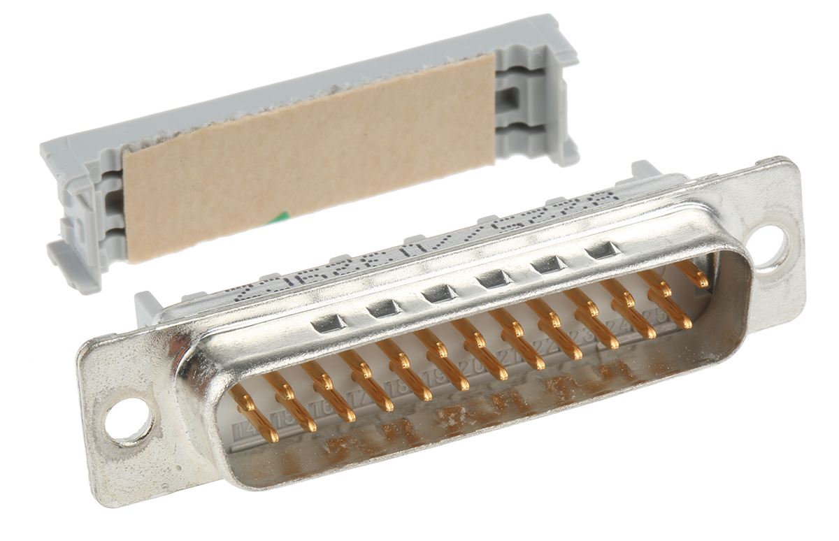 3M 8200 25 Way Right Angle Cable Mount D-sub Connector Plug, 2.76mm Pitch